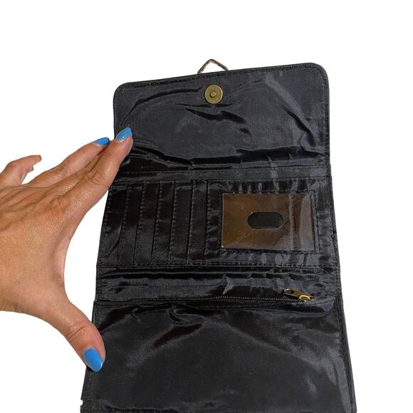 Tribal Aqua Blue Elephant Boho Button Closure Trifold Envelope Wallet Women - Picture 4 of 7